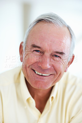 Buy stock photo Portrait of smart mature man smiling at you
