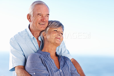 Buy stock photo Romantic mature couple spending quality time outdoors