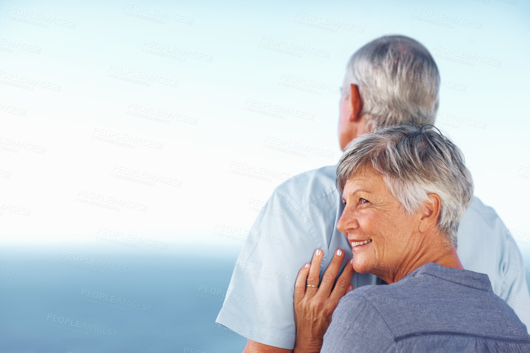 Buy stock photo Smiling mature woman and man enjoying time together outdoors