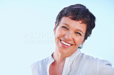 Buy stock photo Portrait of mature business woman smiling over white background