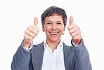 Mature business woman with thumbs up