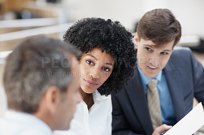 Buy stock photo Conversation, group and business people in meeting, planning and communication modern office Employees, coworkers and corporate professional with discussion, teamwork and legal aid with cooperation