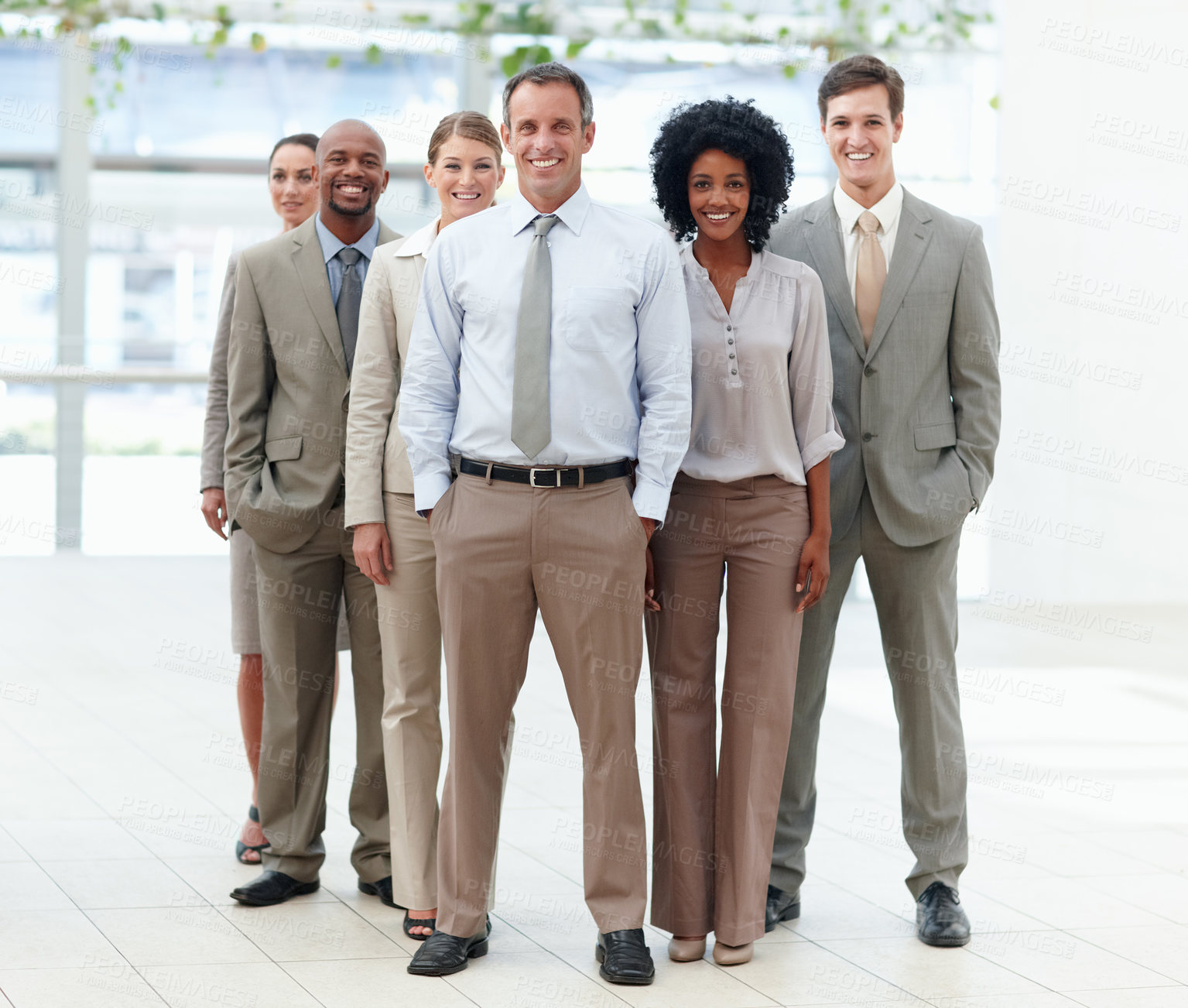 Buy stock photo Smile, team and portrait of business people in office with pride, collaboration and leadership. Happy, confident and group of corporate lawyers with mature mentor for legal internship at company