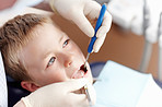 Boy taking dental checkup
