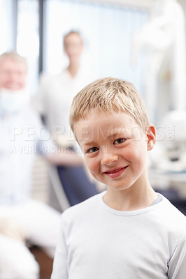 Buy stock photo Portrait of cute little kid giving a sweet smile