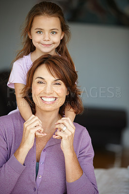 Buy stock photo Portrait of a mother spending time with her adorable little girl