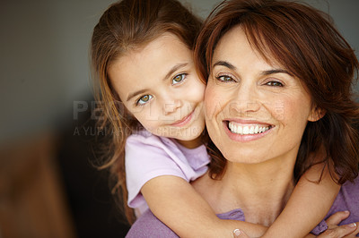 Buy stock photo Portrait of a mother spending time with her adorable little girl