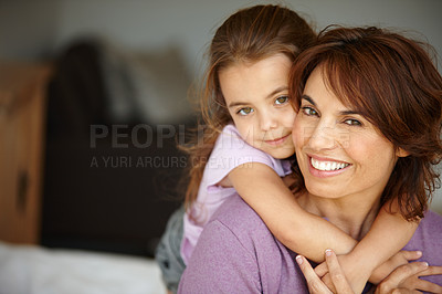 Buy stock photo Portrait of a mother spending time with her adorable little girl