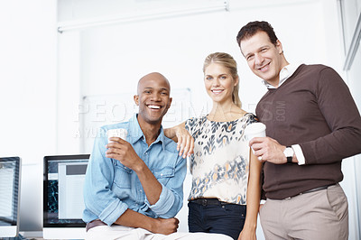 Buy stock photo Portrait of three businesspeople in the office