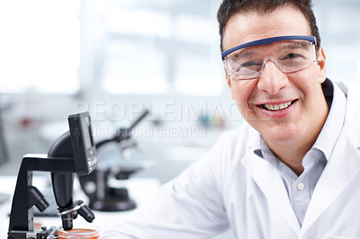 Buy stock photo Closeup of a scientist smiling at the camera