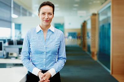 Buy stock photo Business, portrait and woman financial advisor in office for debt management, compliance and career pride. Professional, employee and confidence at finance firm for policy investment and advisory