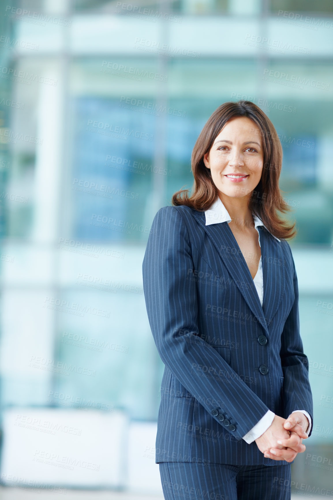 Buy stock photo Woman, business advocate and portrait in office, professional and proud of legal constitution. Female person, employee and confident attorney at law agency, justice advisor and worker for mission
