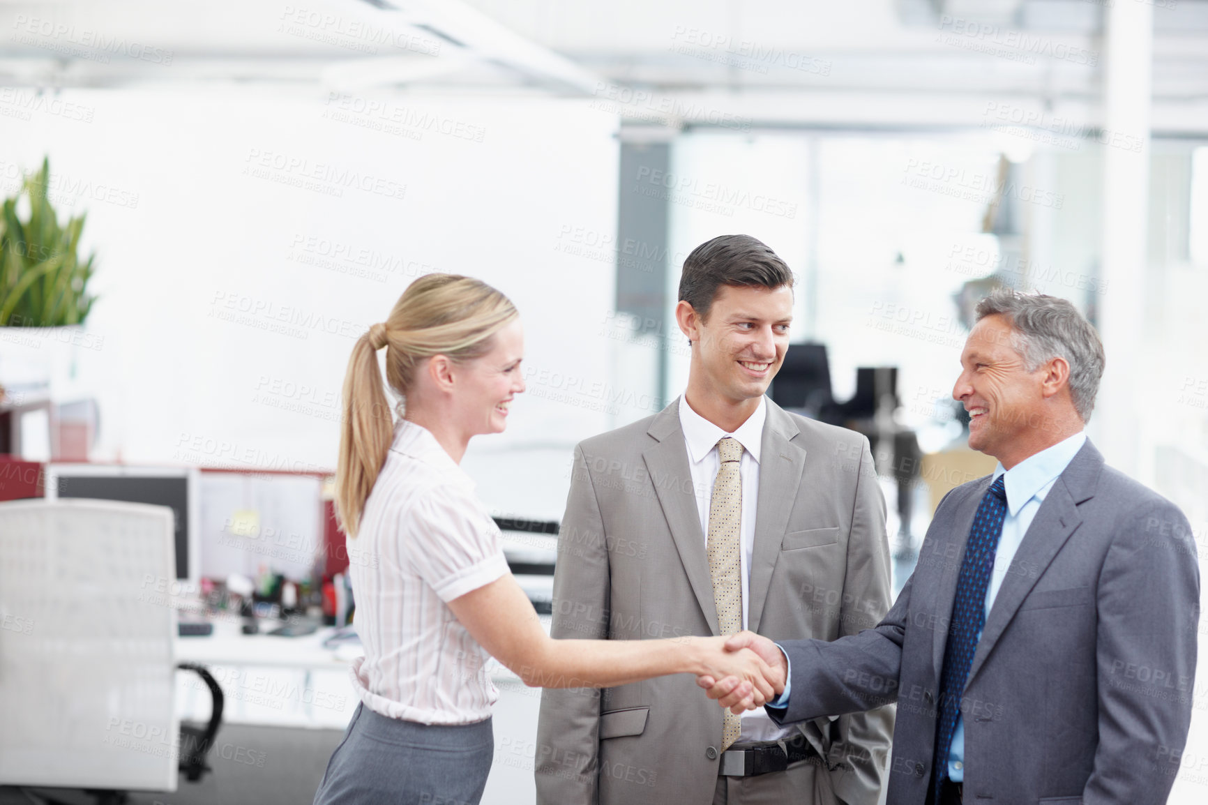 Buy stock photo A new employee meeting her colleagues at the office