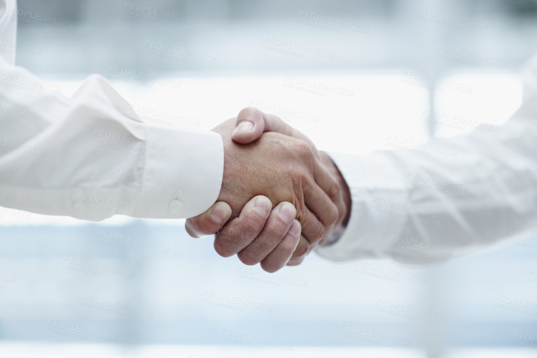 Buy stock photo Two businessmen shaking hands