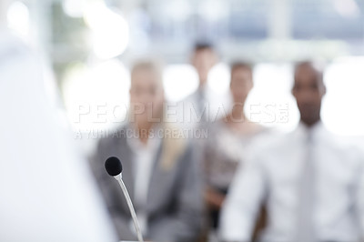 Buy stock photo Professionals sitting and listening to a speech