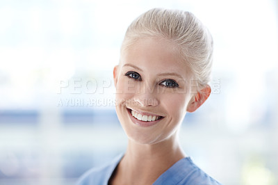 Buy stock photo A portrait of an attractive smiling doctor
