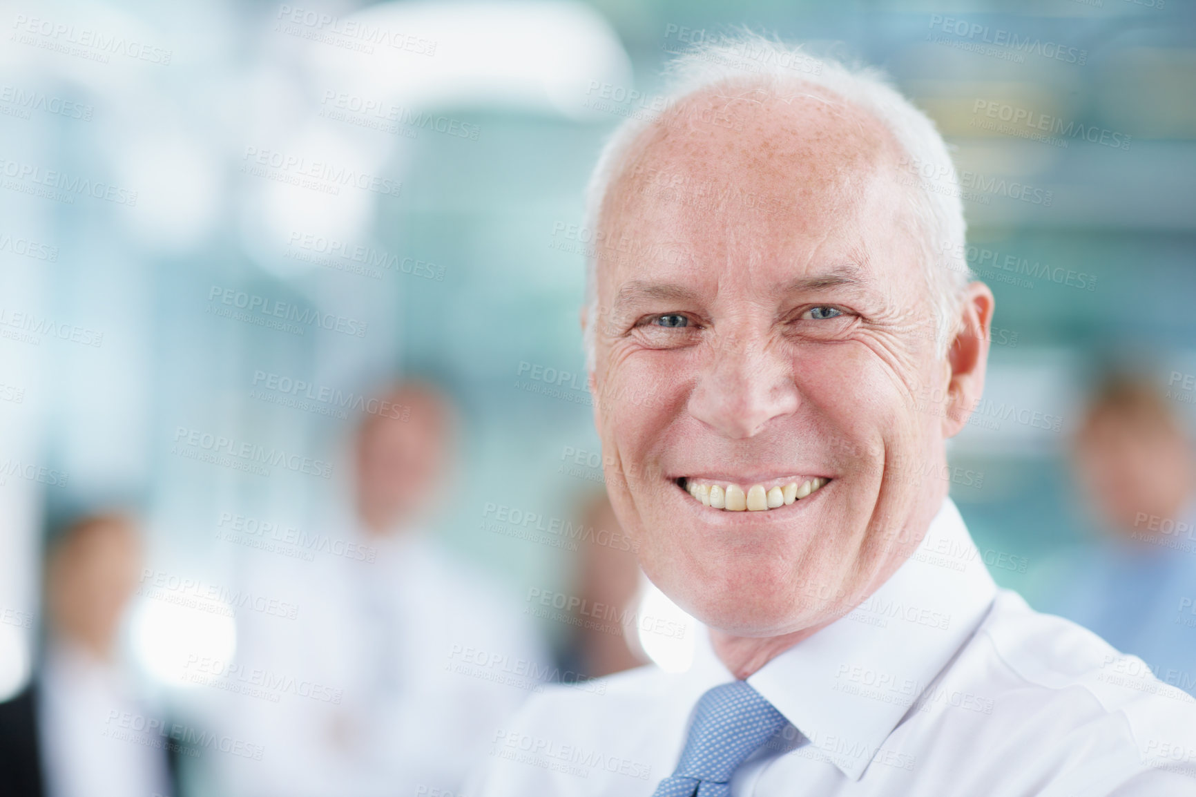 Buy stock photo Closeup portrait of a smiling senior businessman - copyspace