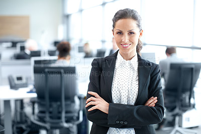 Buy stock photo Attractive young businesswoman standing confidently in the office - portrait