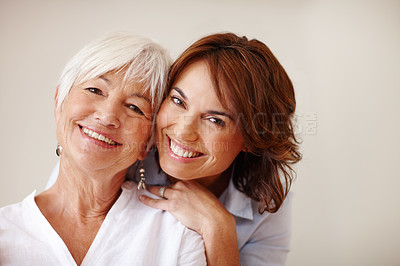Buy stock photo Portrait of a woman spending time with her elderly mother