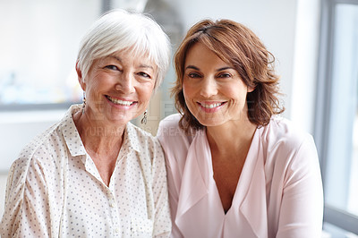 Buy stock photo Shot of a woman spending time with her elderly mother