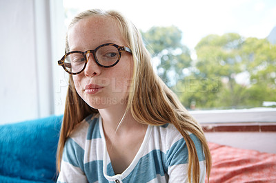 Buy stock photo Shot of a girl at home