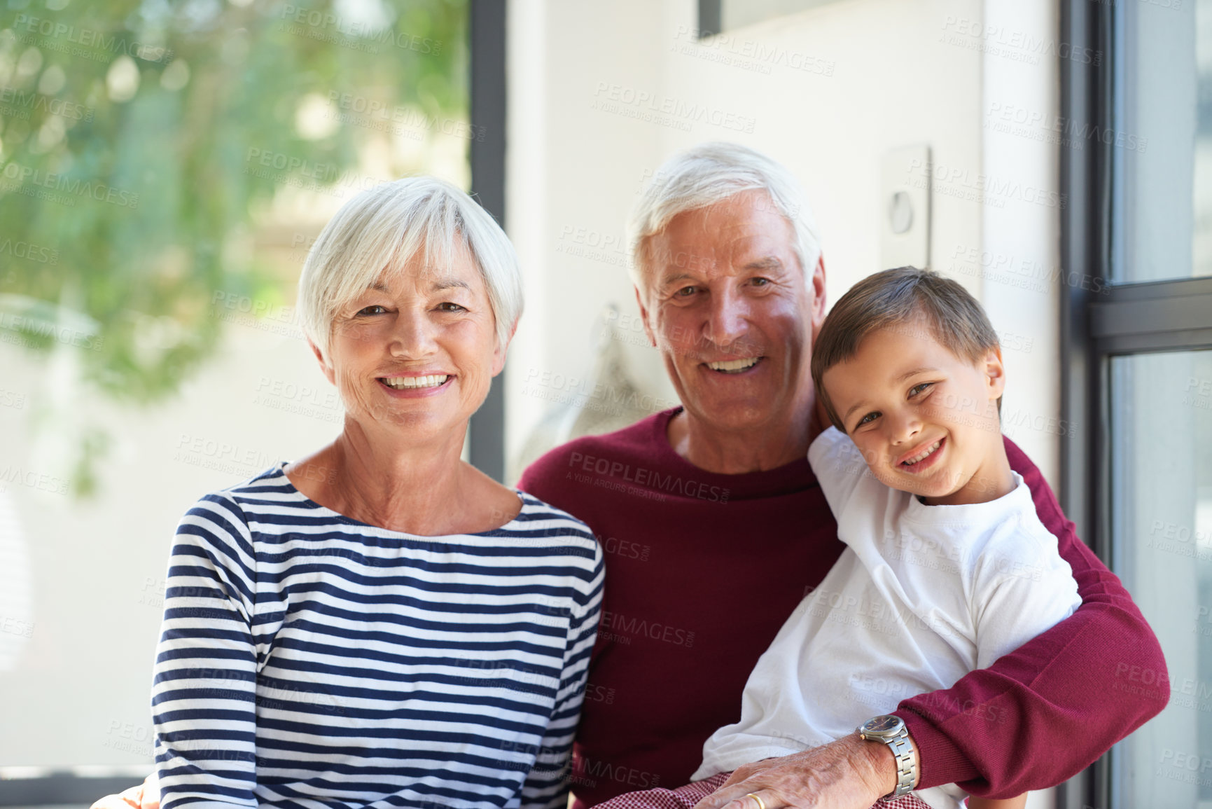 Buy stock photo Portrait of a senior couple and their grandson