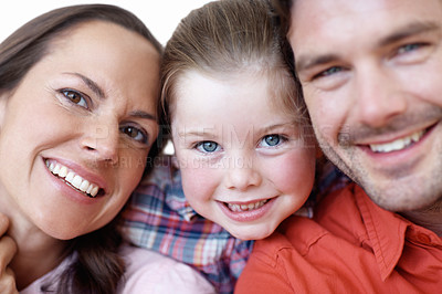 Buy stock photo Close-up portrait of a young family