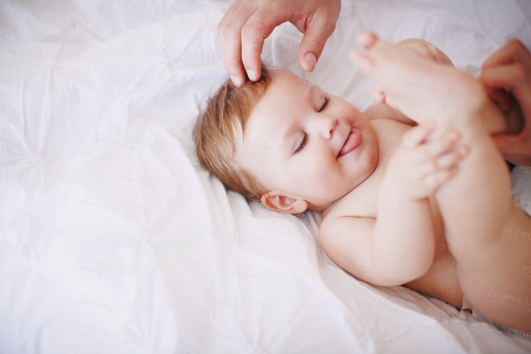 Buy stock photo A devoted young dad spending time with his baby daughter