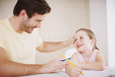 Buy stock photo Cropped shot of a little girl doing her homework