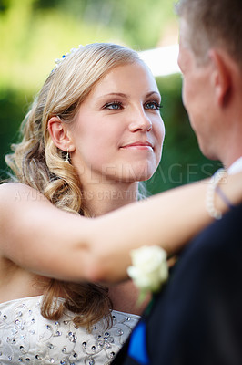 Buy stock photo Shot of a bride and groom on their wedding day