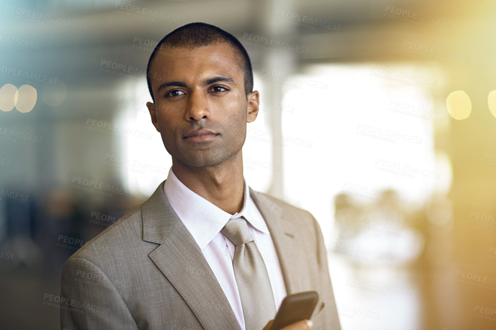 Buy stock photo Cropped shot of a businessman sending a text message