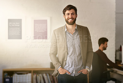 Buy stock photo Cropped shot of a businessman working in the office