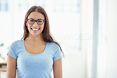 Buy stock photo Cropped portrait of a young female office worker