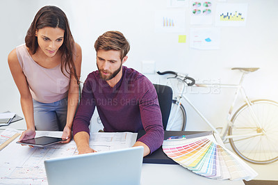 Buy stock photo Cropped shot of an architect working in the office