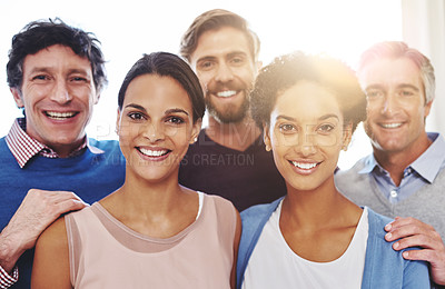 Buy stock photo Cropped portrait of a diverse business team