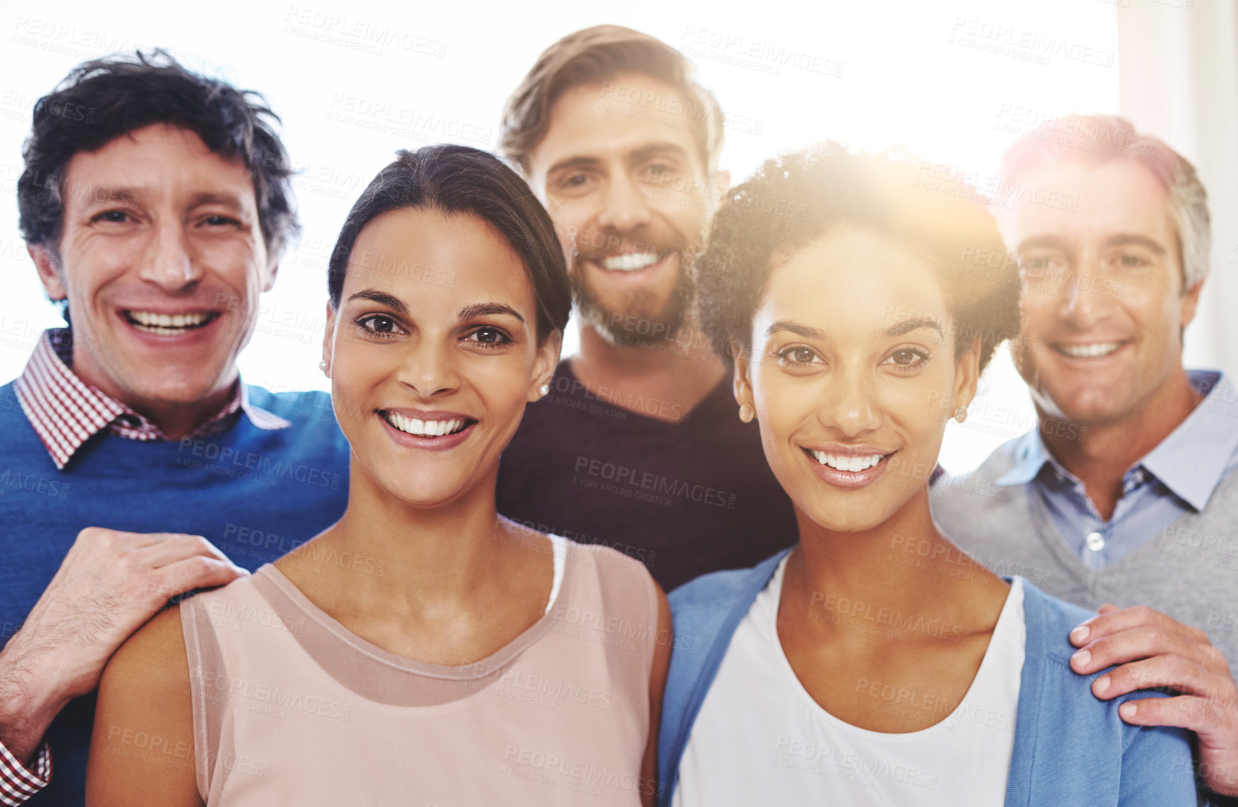 Buy stock photo Cropped portrait of a diverse business team