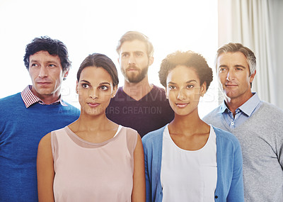 Buy stock photo Cropped shot of a diverse business team