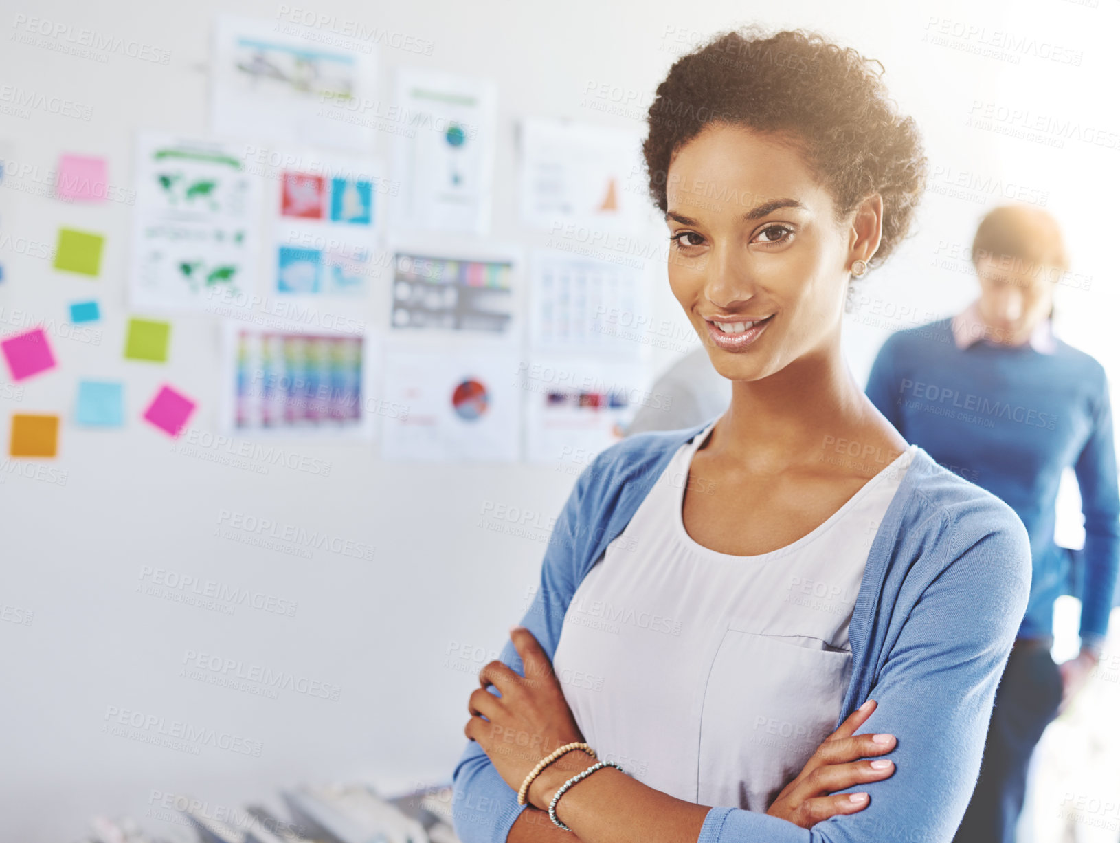 Buy stock photo Portrait of a young businesswoman standing in an office