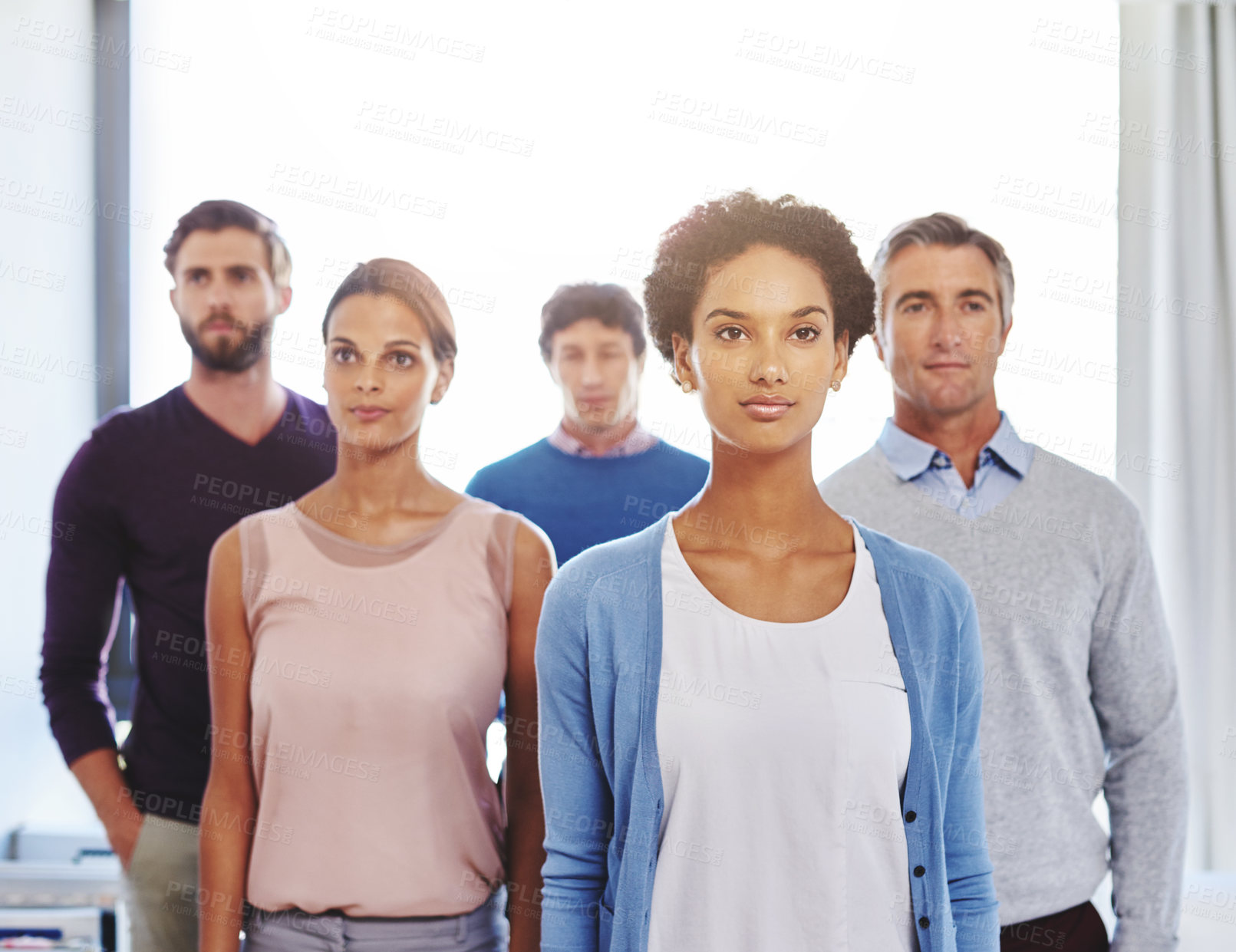 Buy stock photo Cropped shot of a diverse business team