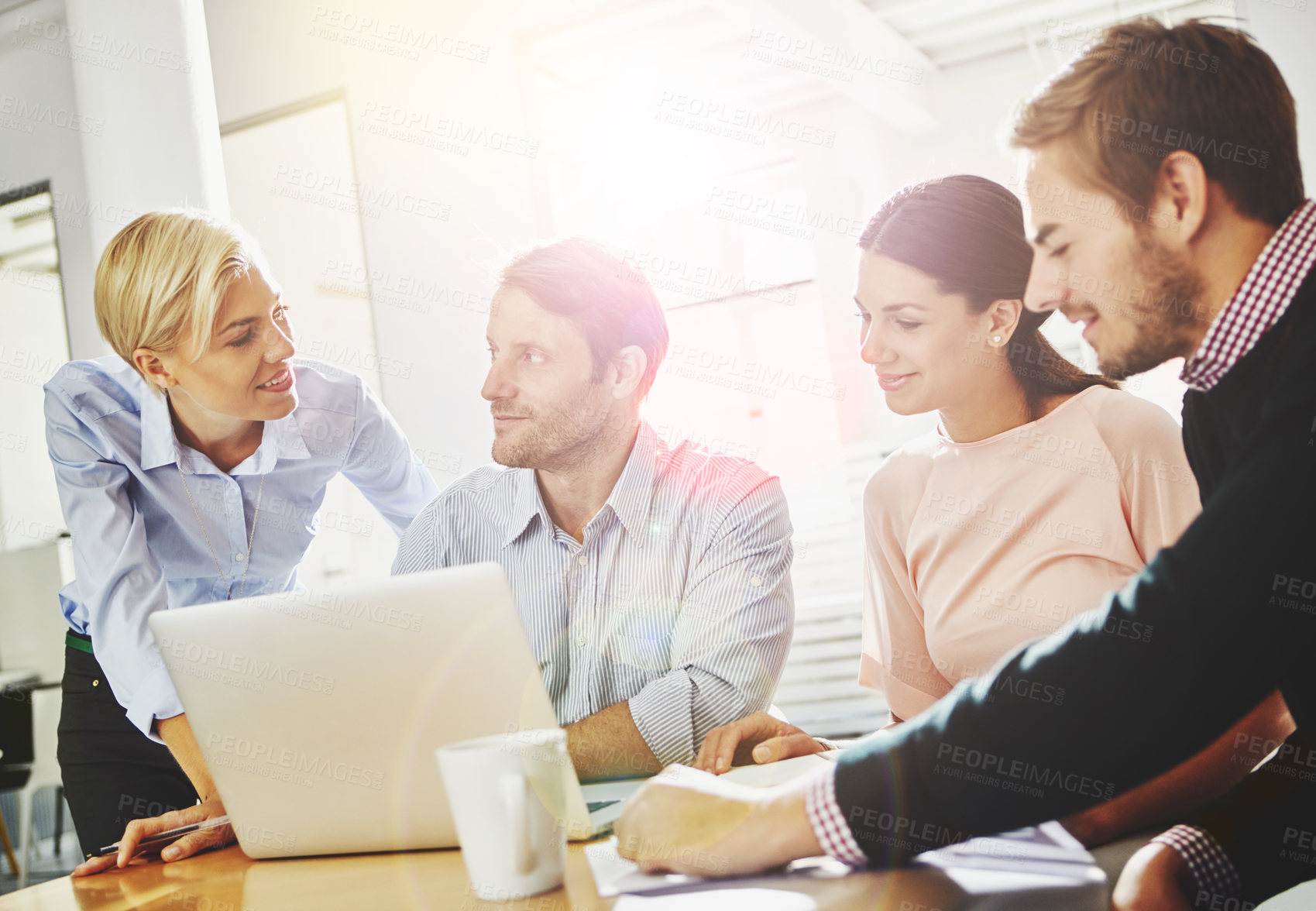 Buy stock photo Cropped shot of a group of businesspeople in the office