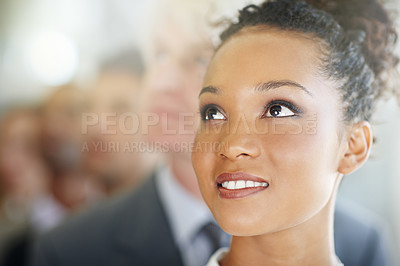 Buy stock photo Cropped shot of a group of diverse businesspeople standing in a line