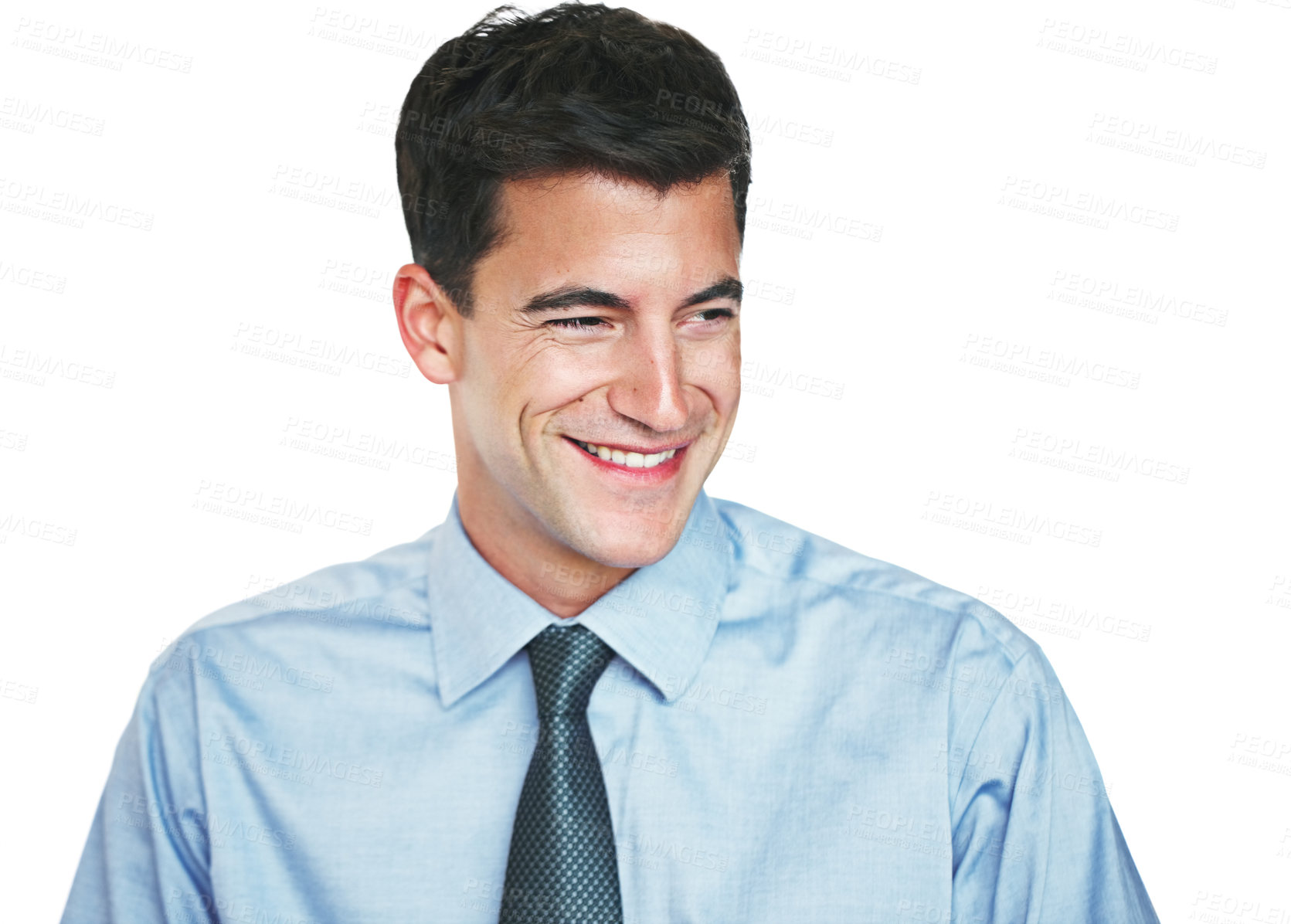 Buy stock photo Studio shot of a young businessman isolated on white