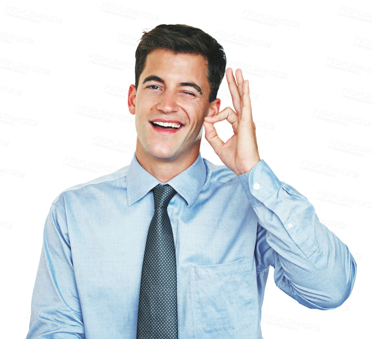 Buy stock photo Studio portrait of a young businessman gesturing 