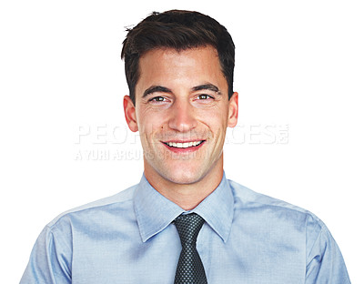 Buy stock photo Studio portrait of a young businessman isolated on white