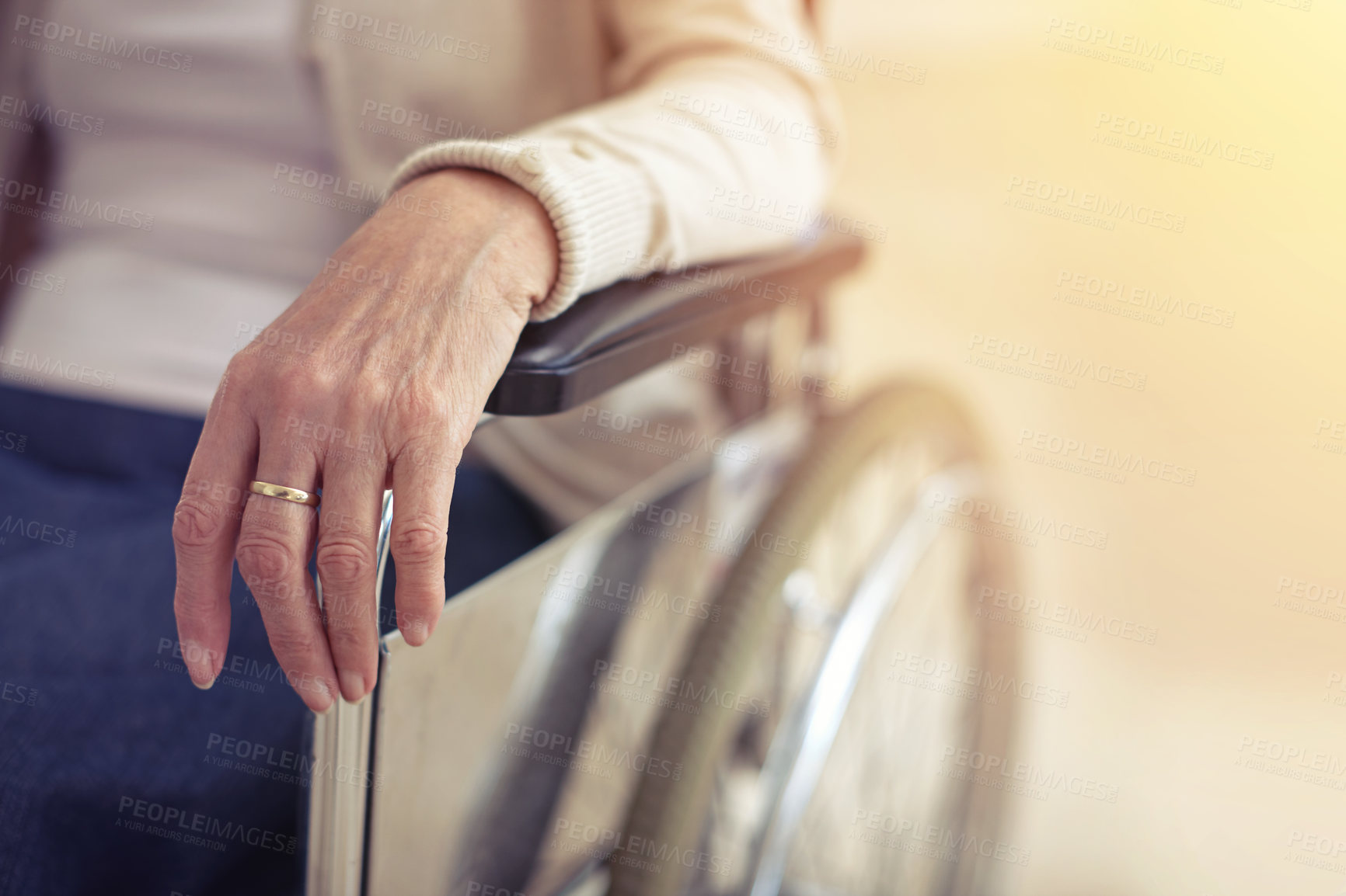 Buy stock photo Cropped shot of a senior woman in a wheelchair