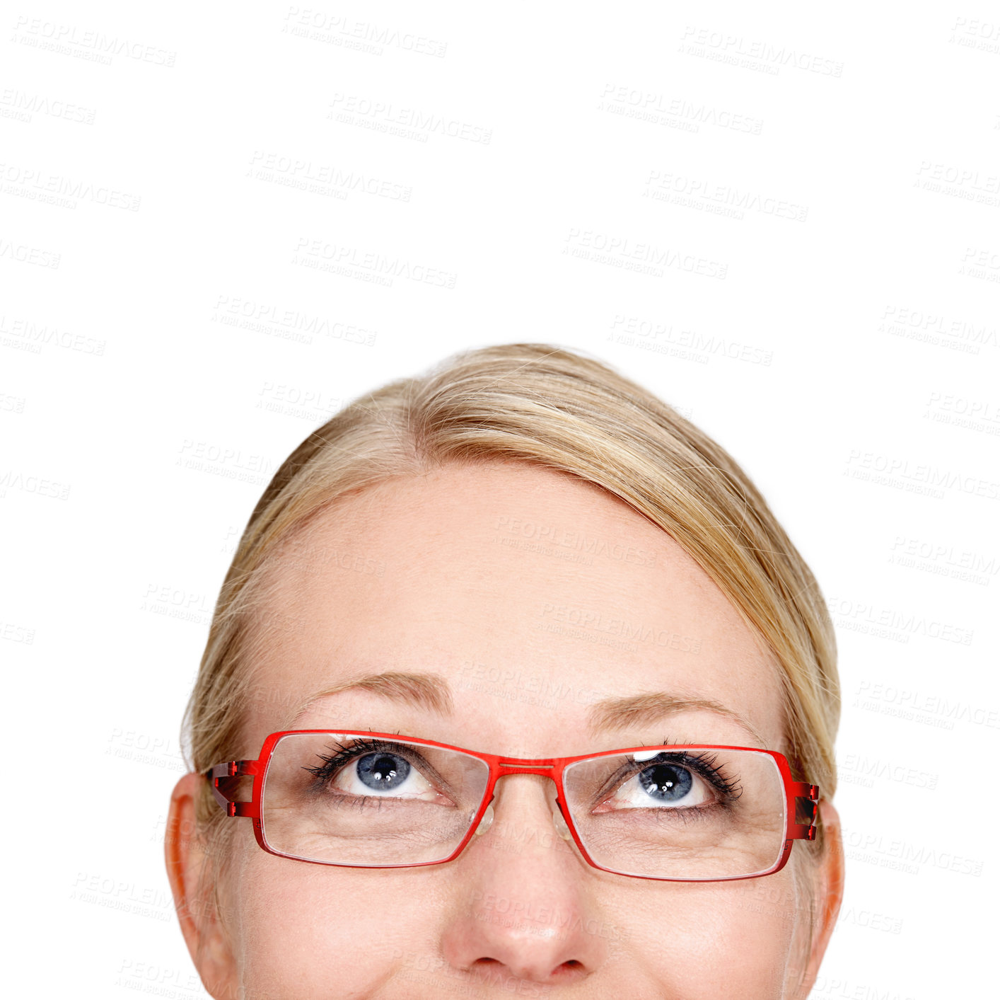 Buy stock photo Studio shot of a businesswoman standing against a white background