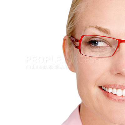 Buy stock photo Studio shot of a businesswoman standing against a white background