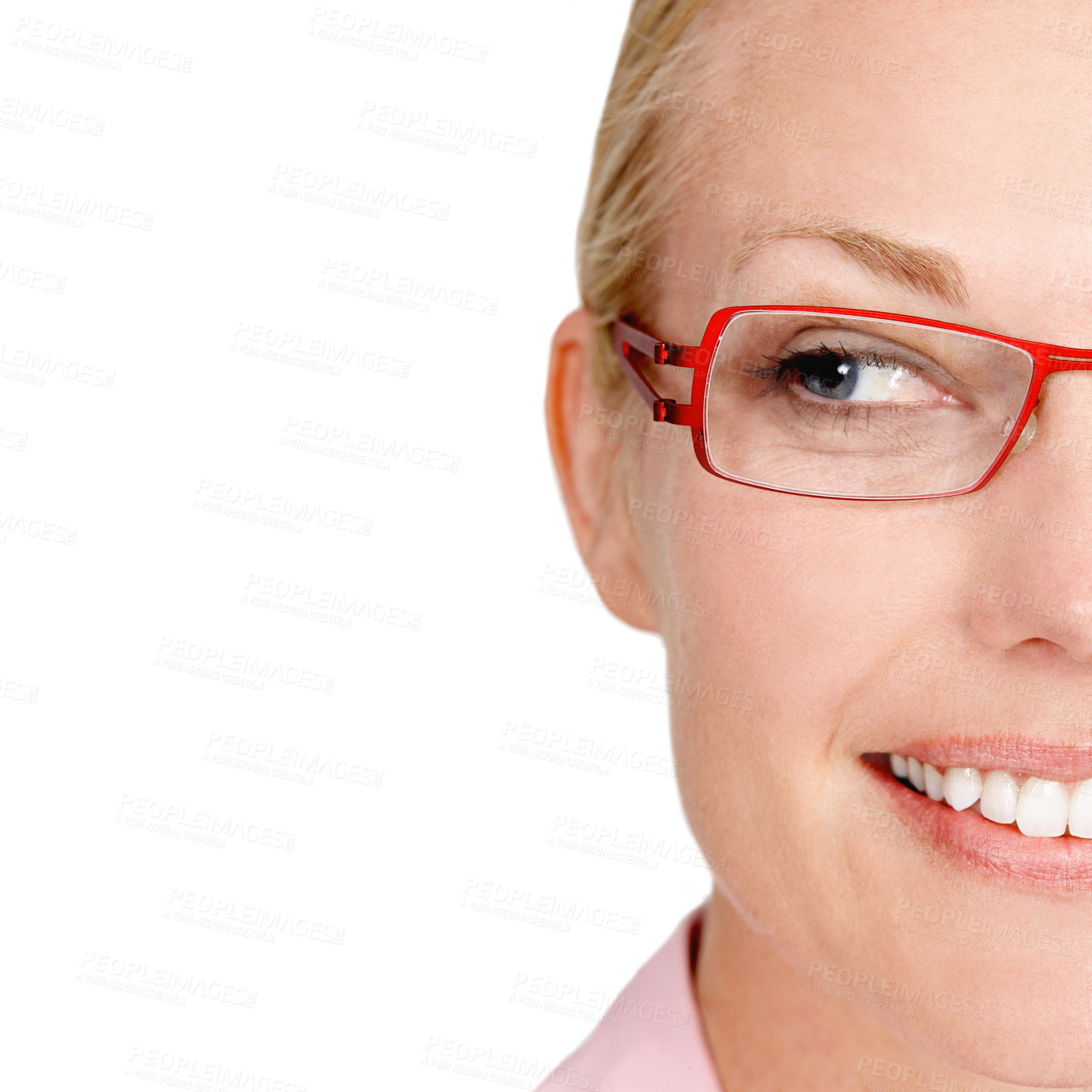 Buy stock photo Studio shot of a businesswoman standing against a white background