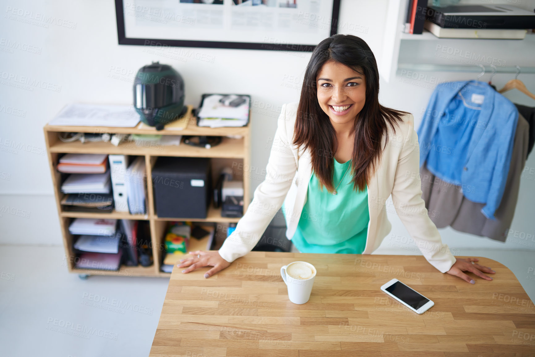 Buy stock photo Portrait, woman and fashion designer as tailor in workshop as entrepreneur for clothes as stylist. Female person, atelier. and happiness with pride or smile for online, small business and creativity