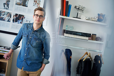 Buy stock photo Portrait of a young male designer standing in the office